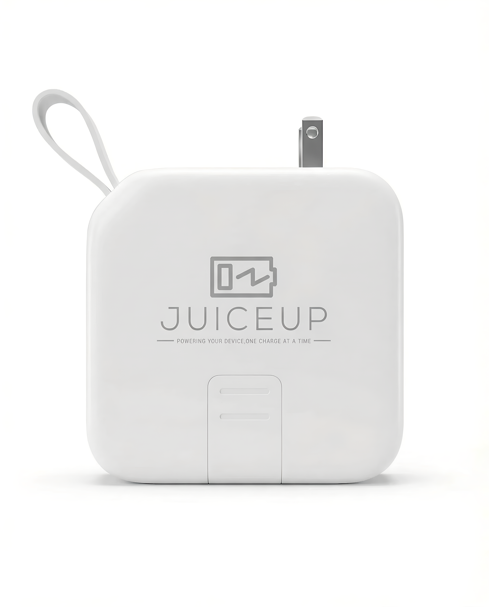 JuiceUp 5in1 Travel Power Bank | Supports wireless charging | White variant front shot